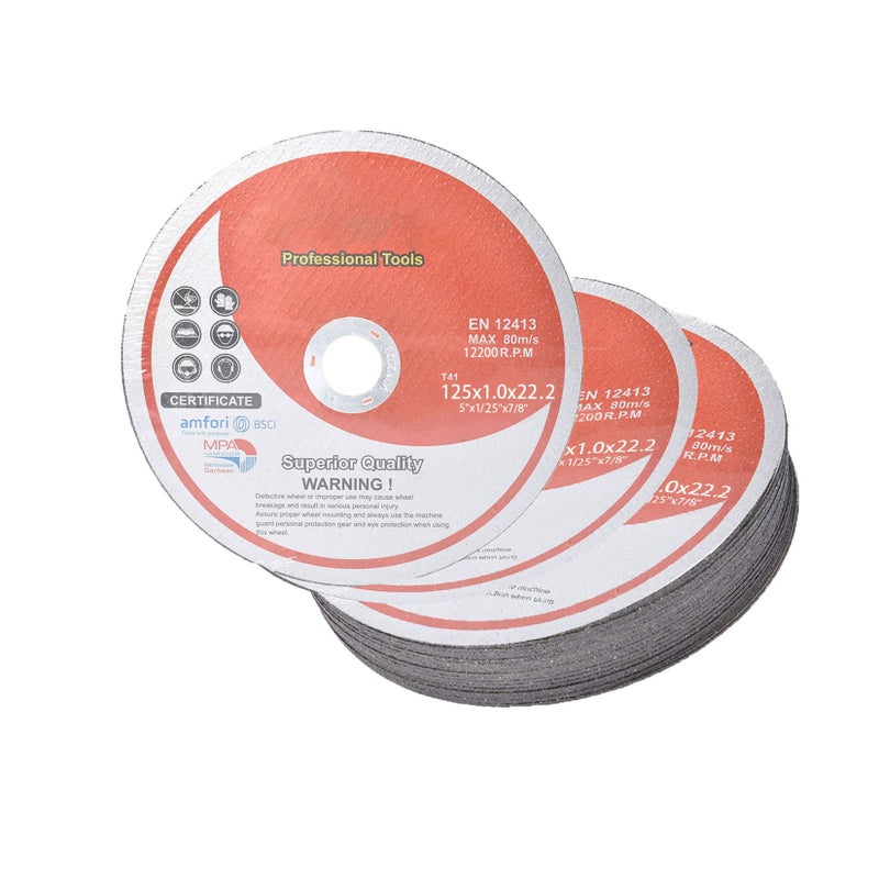 findmall 50 Pack 5" x.040 x7/8" Cut-Off Wheel - Metal & Stainless Steel Cutting Discs - Image 1